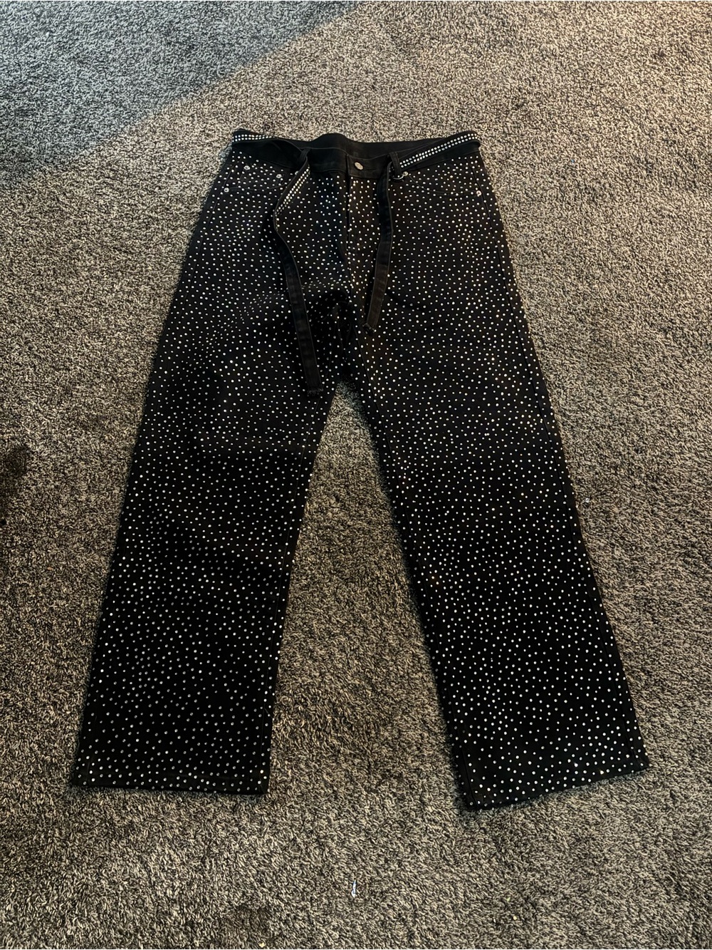 Black Wide-Leg Trendy Diamond Pants